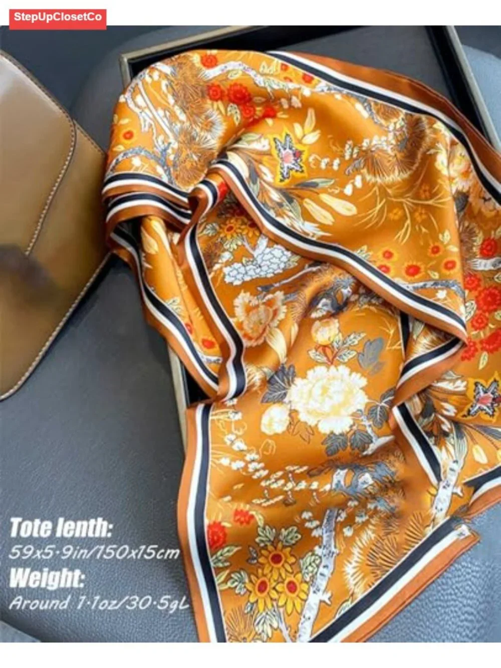 Silky Satin Long Thin Fashion Scarf for Women Head Neck Purse Bag Accessory